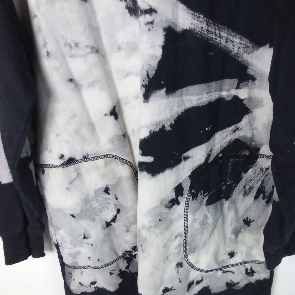 Anthropologie Sanctuary Sweatshirt Dress Black White Abstract Pockets - Picture 2 of 7